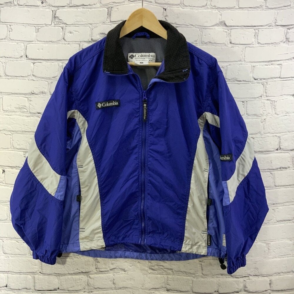 Columbia Rain Jacket Womens Sz L Blue Purple Vintage 90’s